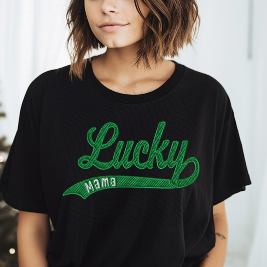 LUCKY MAMA FAUX EMBROIDERY - DTF TRANSFER