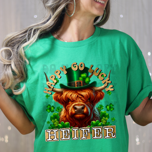 HAPPY GO LUCKY HEIFER - DTF TRANSFER