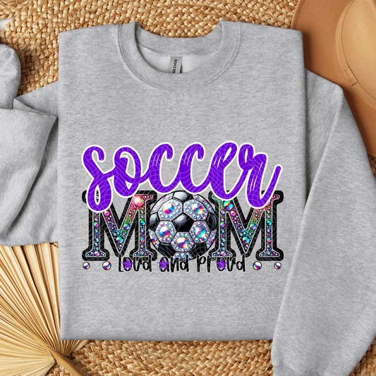 SOCCER MOM RHINESTONES PURPLE - DTF TRANSFER
