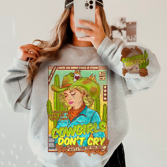 COWGIRLS DON'T CRY W/ BROWN SLEEVE - DTF TRANSFER