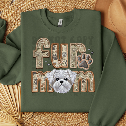 SHIHTZU, WHT - FAUX EMBROIDERY - DTF TRANSFER