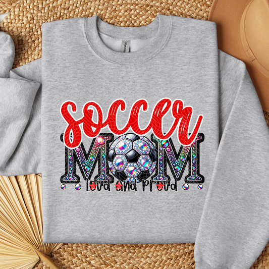 SOCCER MOM RHINESTONES RED - DTF TRANSFER