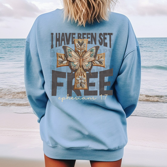 I HAVE BEEN SET FREE FAUX EMBROIDERY & FAUX GLITTER - DTF TRANSFER