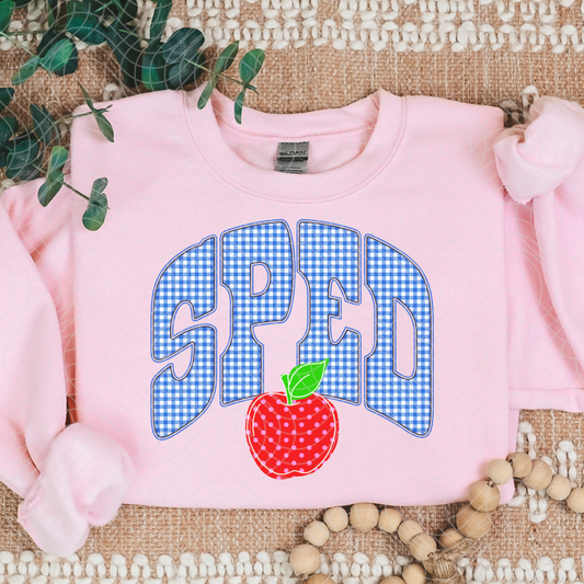 SPED BLUE AND WHITE PLAID - DTF TRANSFER