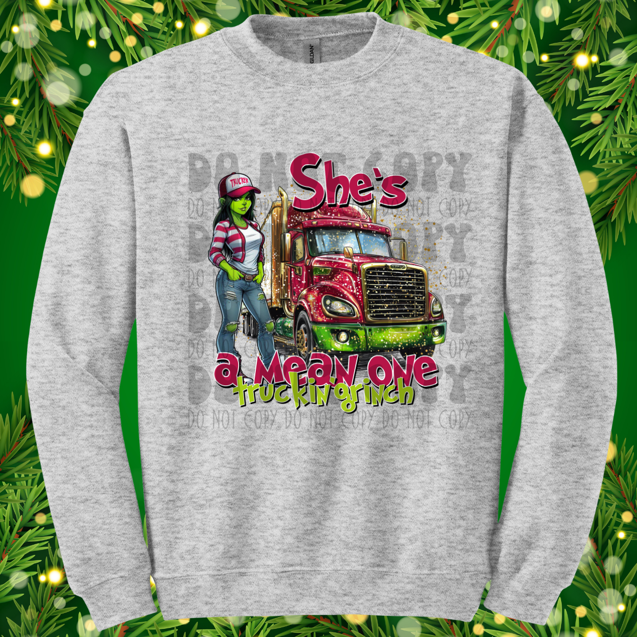 GREEN GUY FEMALE TRUCKER - DTF TRANSFER