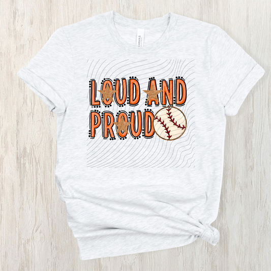 BASEBALL LOUD AND PROUD, ORANGE - DTF TRANSFER