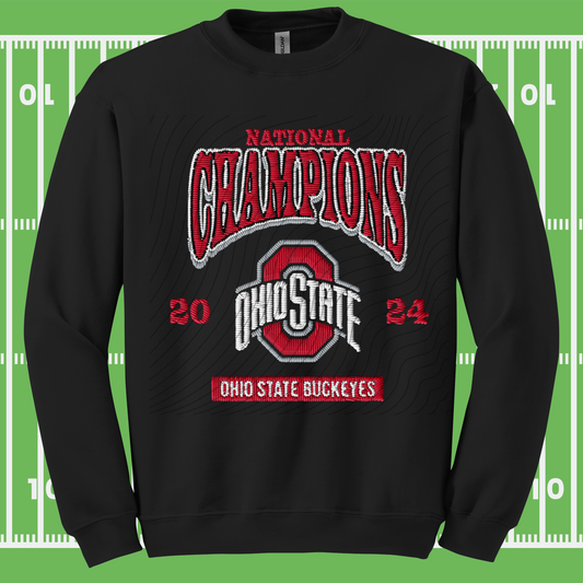 OH CHAMPS 2024 FAUX CHENILLE EMBROIDERY WHT - DTF TRANSFER