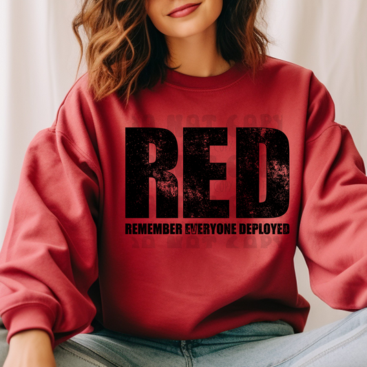 RED BLACK DISTRESSED  - DTF TRANSFER