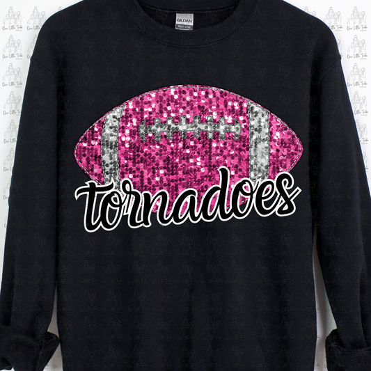 TORNADOES FAUX SEQUIN PINK FOOTBALL - DTF TRANSFER