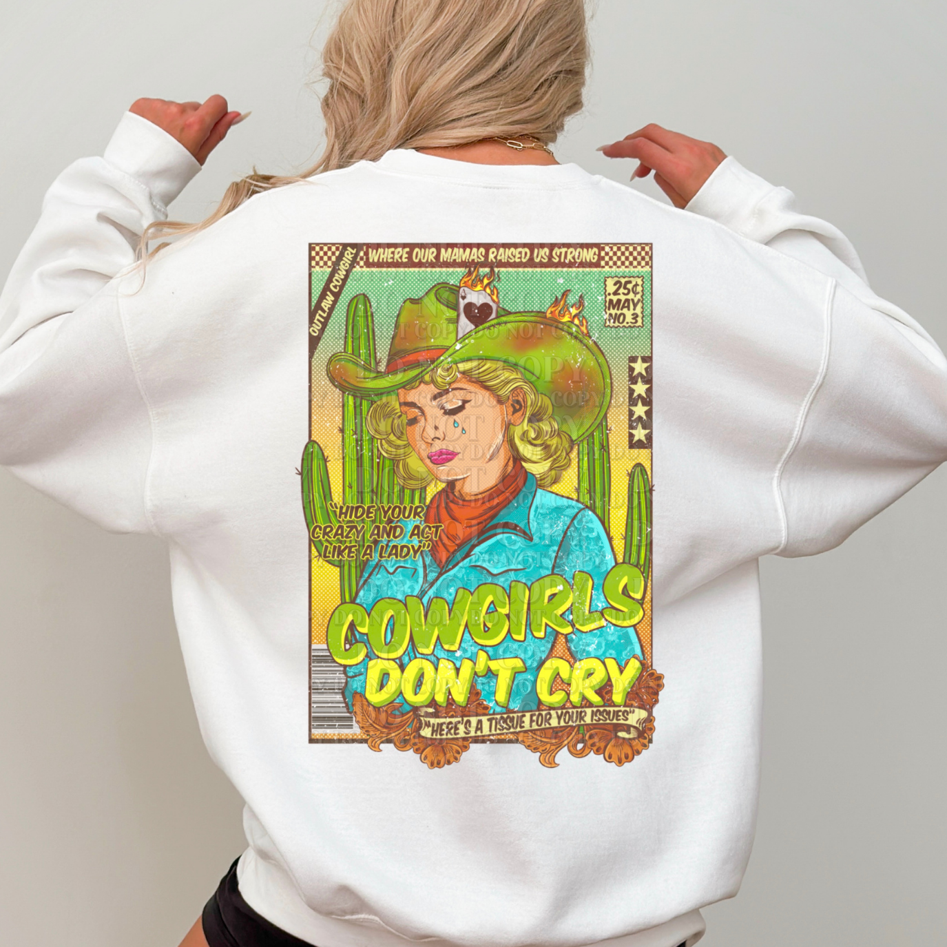 COWGIRLS DON'T CRY STAMP - DTF TRANSFER
