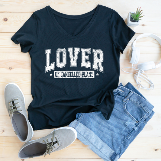 LOVER OF CANCELLED PLANS, WHITE DISTRESSED - DTF TRANSFER