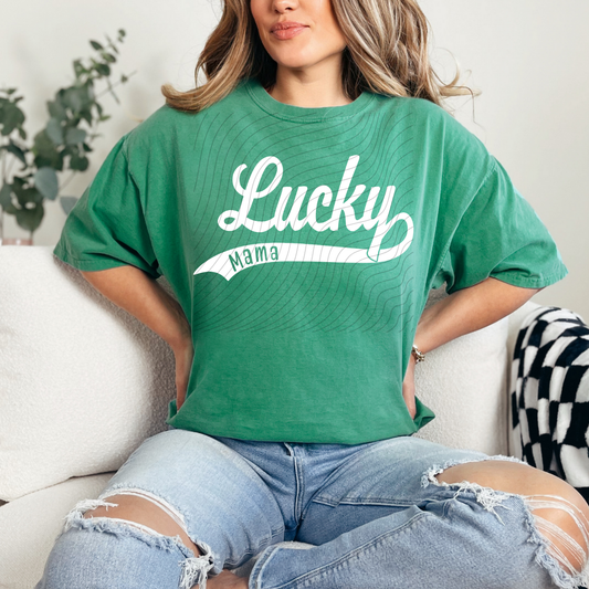 LUCKY MAMA WHITE - DTF TRANSFER