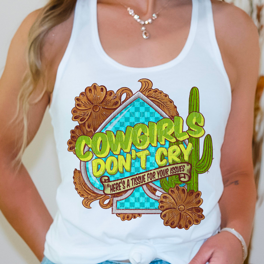 COWGIRLS DON'T CRY BLUE SPADE - DTF TRANSFER