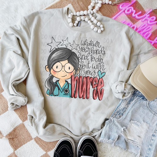 DO IT WITH ALL YOUR HEART NURSE, GREY HAIR - DTF TRANSFER