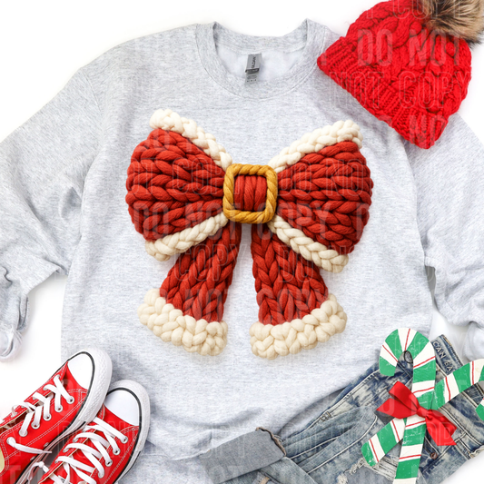 FAUX YARN SANTA BOW - DTF TRANSFER