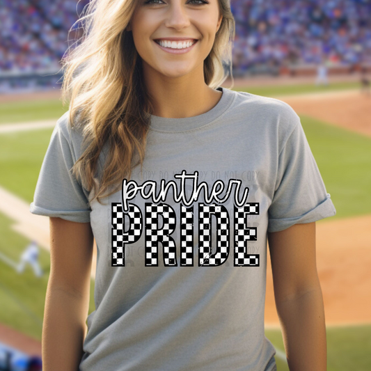 PANTHER PRIDE CHECKERED WHT/BLK - DTF TRANSFER