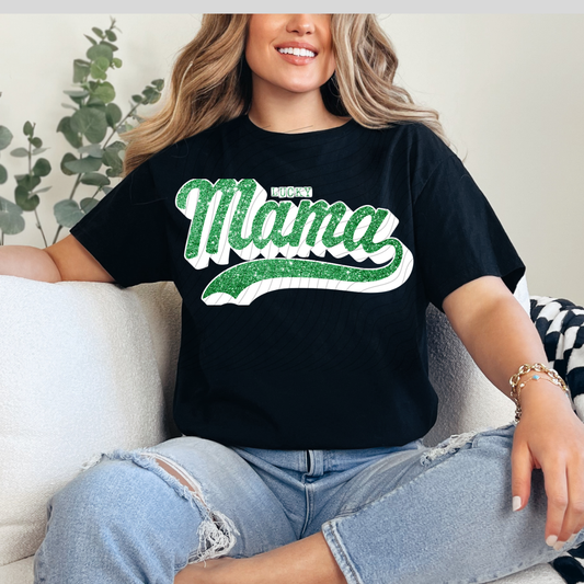 LUCKY MAMA FAUX GREEN GLITTER - DTF TRANSFER