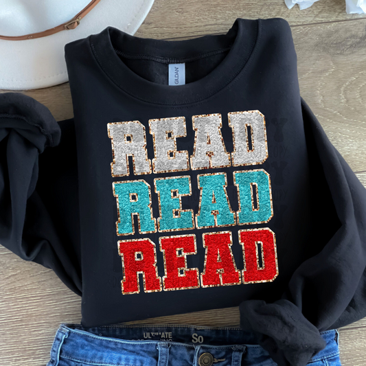 READ STACKED FAUX CHENILLE - DTF TRANSFER