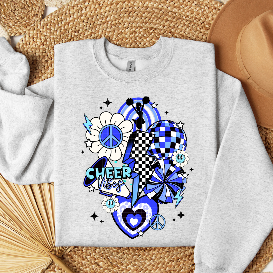 RETRO CHEER COLLAGE - BLUE - DTF TRANSFER