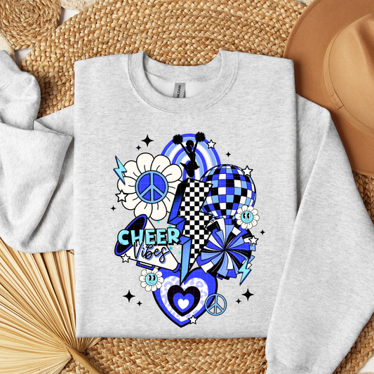 RETRO CHEER COLLAGE - BLUE - DTF TRANSFER