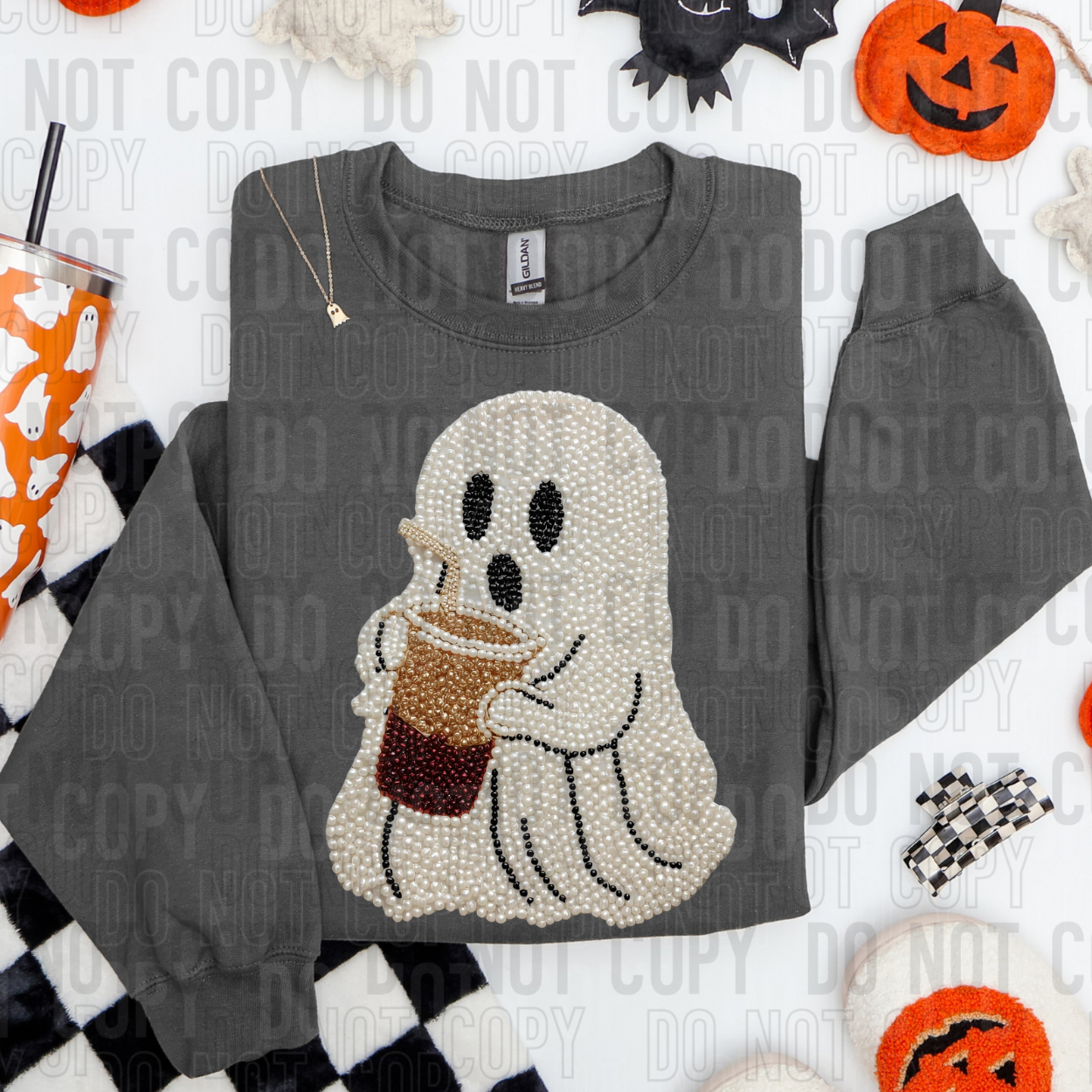 FAUX PEARLS GHOST COFFEE - DTF TRANSFER