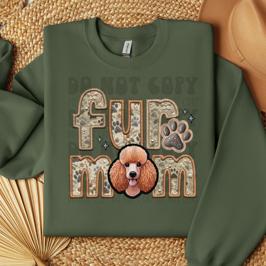 STANDARD POODLE, APRICOT - FAUX EMBROIDERY - DTF TRANSFER