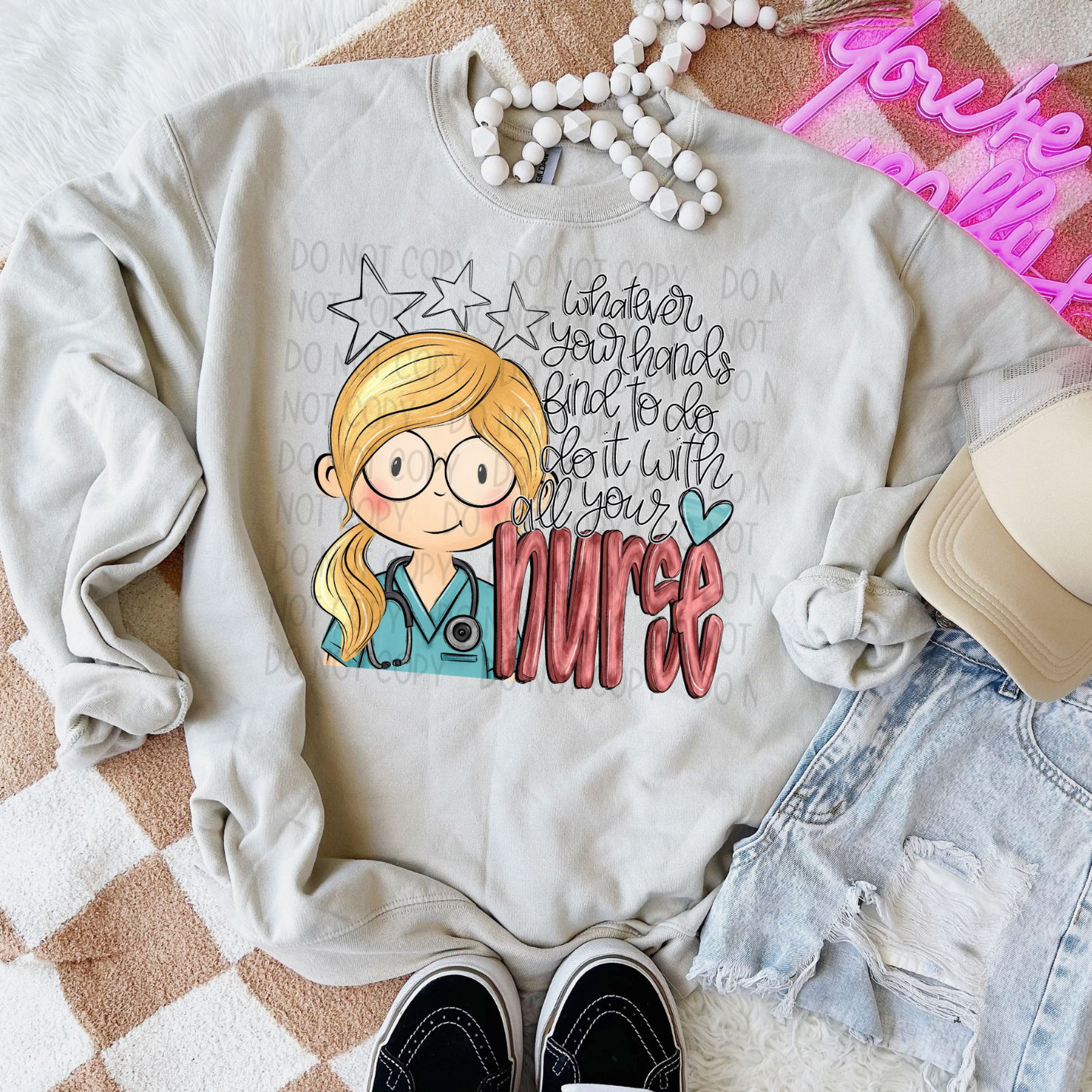 DO IT WITH ALL YOUR HEART NURSE, BLONDE HAIR - DTF TRANSFER