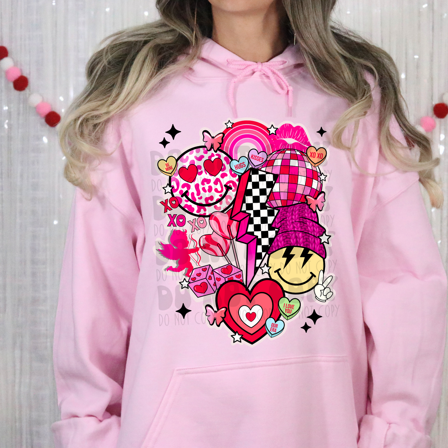 RETRO VALENTINES COLLAGE W/ BLK STARS - DTF TRANSFER