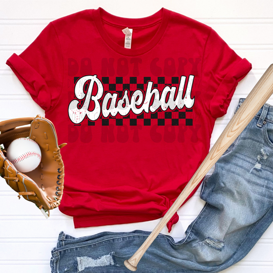 BASEBALL RETRO CHECKERED - DISTRESSED - DTF TRANSFER