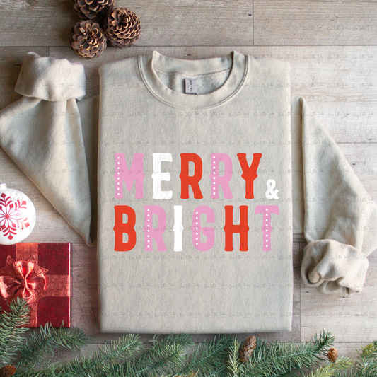 MERRY & BRIGHT PINK/RED - DTF TRANSFER