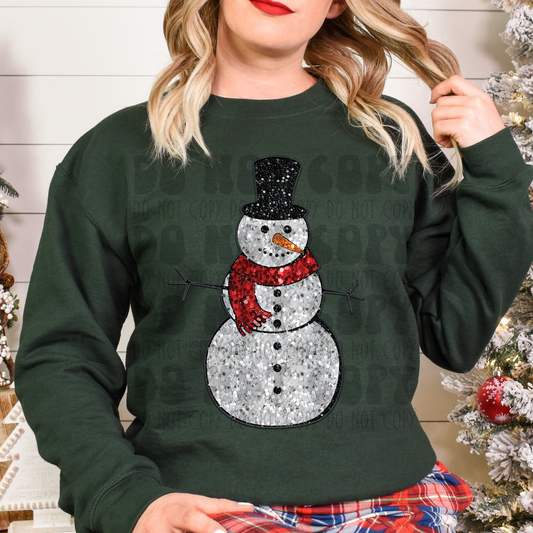 SEQUIN SNOWMAN - FAUX EMBROIDERY - DTF TRANSFER