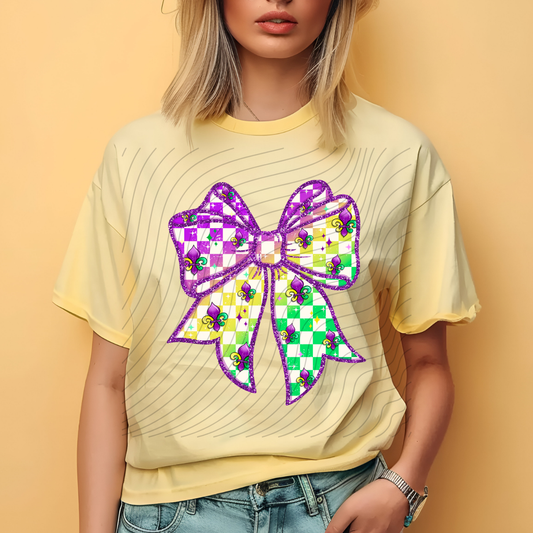 MARDI CHECKED BOW - DTF TRANSFER