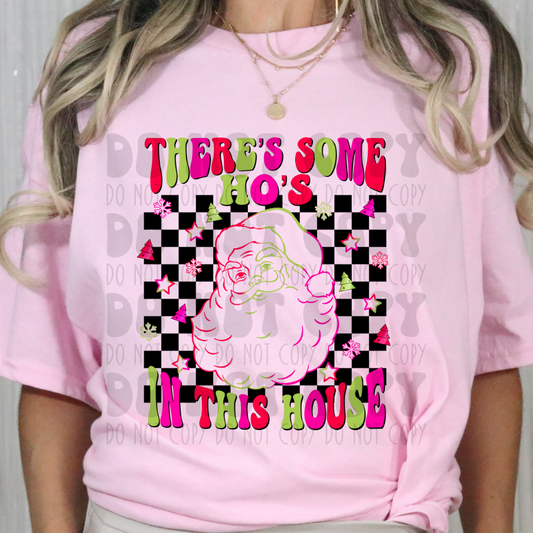 HOS IN THIS HOUSE TREES/SNOWFLAKES - RED/GREEN/PINK - DTF TRANSFER