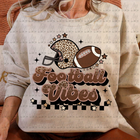 FOOTBALL VIBES BROWN LEOPARD CHECKERED BACKGROUND - DTF TRANSFER