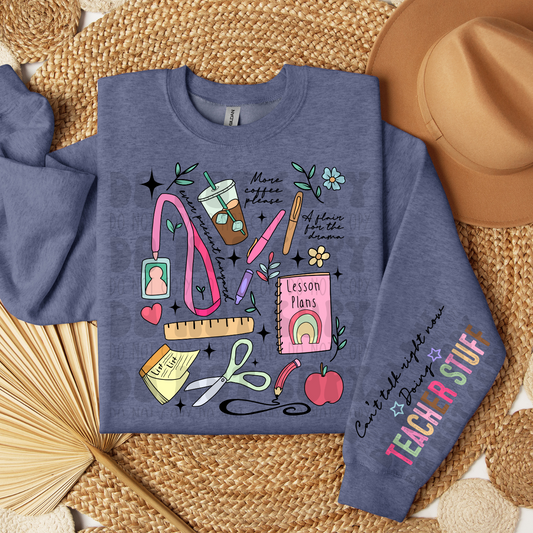 TEACHER STUFF W/SLEEVE - DTF TRANSFER