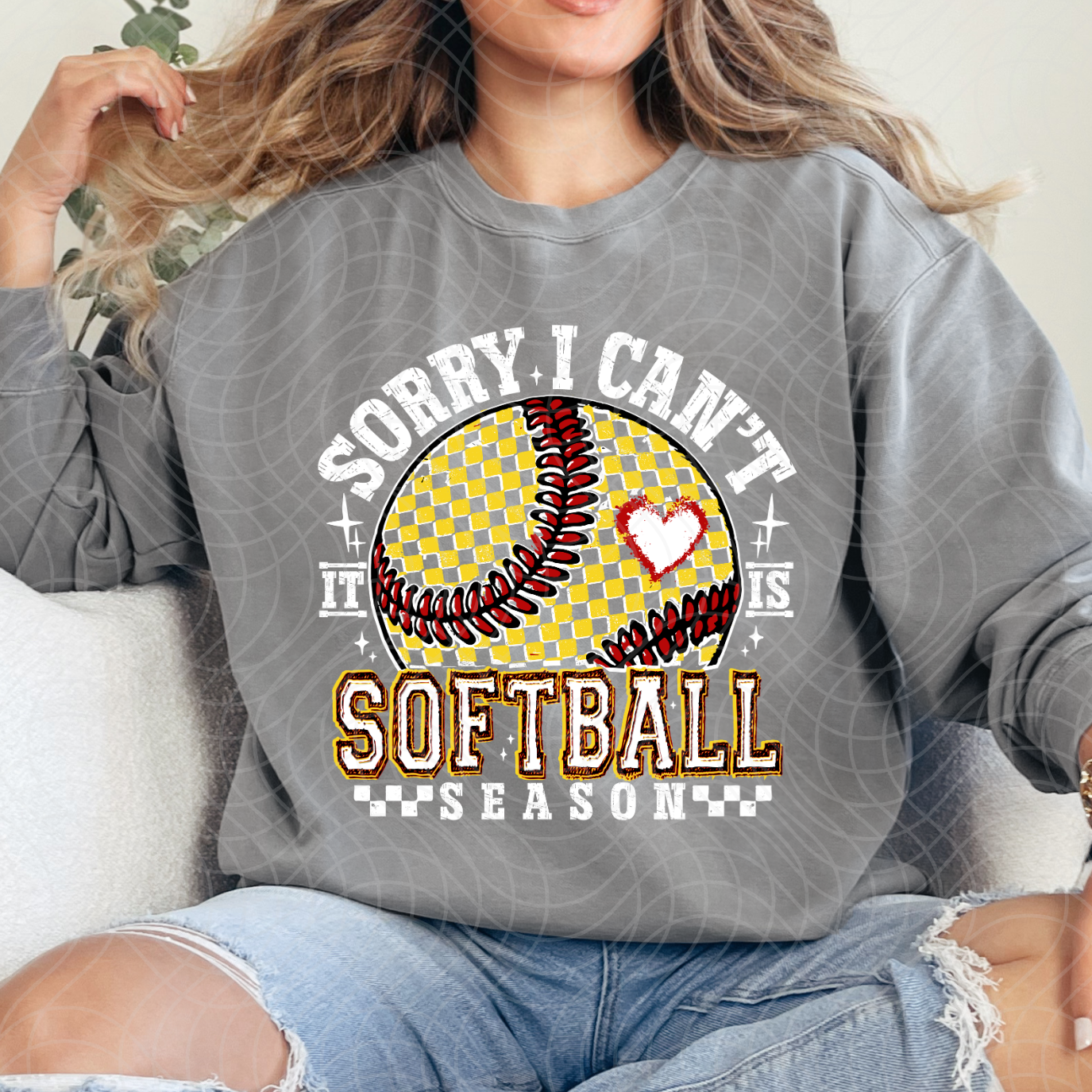 SOFTBALL SEASON WHITE RED - DTF TRANSFER