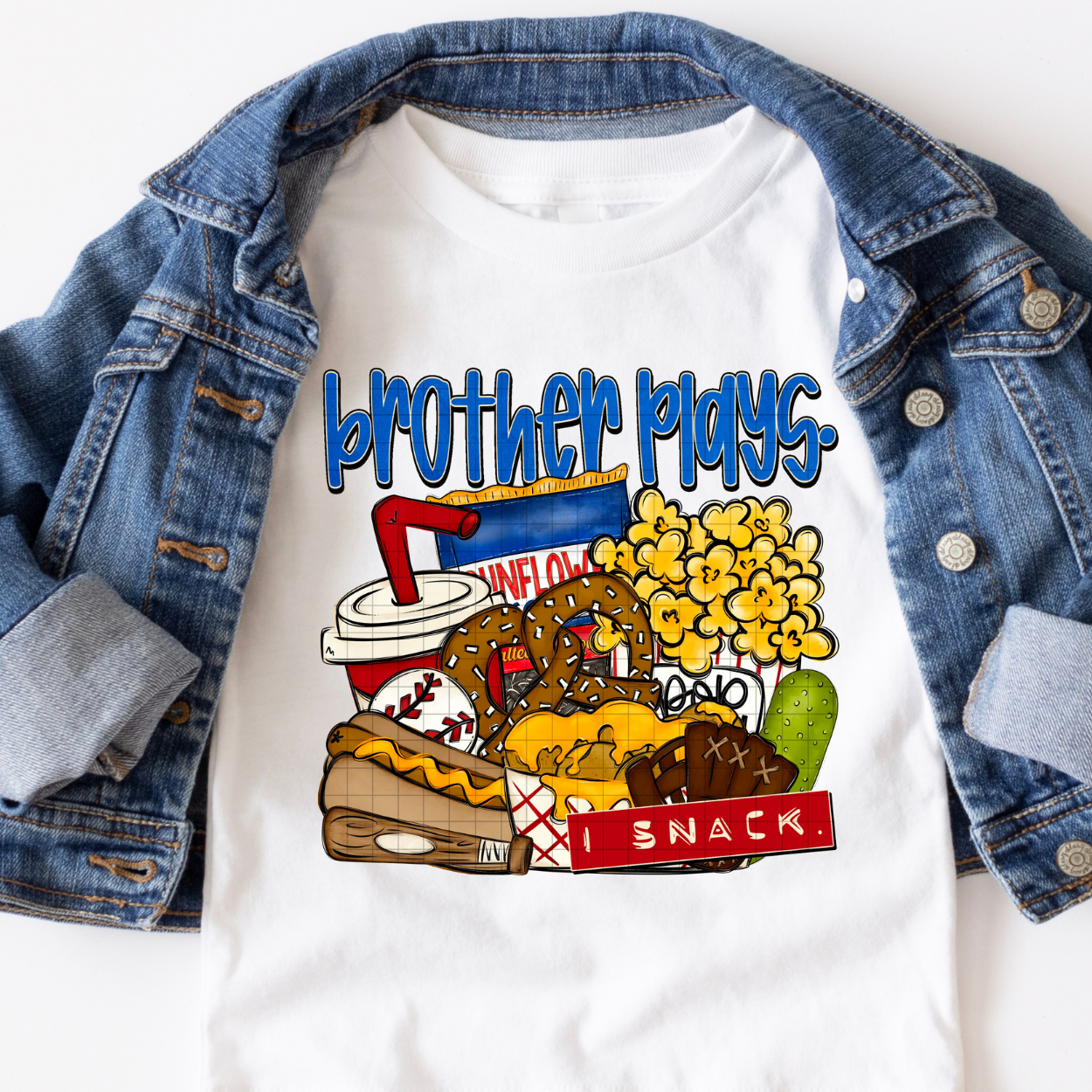 BROTHER PLAYS, I SNACK. BASEBALL - DTF TRANSFER