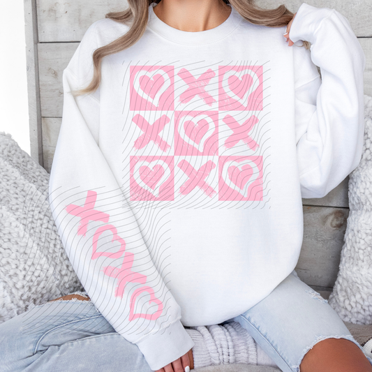 PINK XO XO W/ SLEEVE - DTF TRANSFER