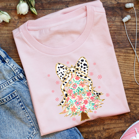 PINK FLORAL PATTERN TREE - DTF TRANSFER