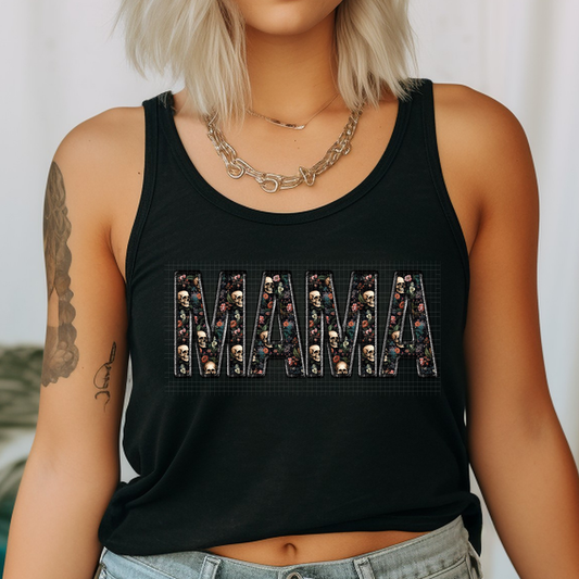 MAMA FAUX EMBROIDERY SKELETON PRINT - DTF TRANSFER