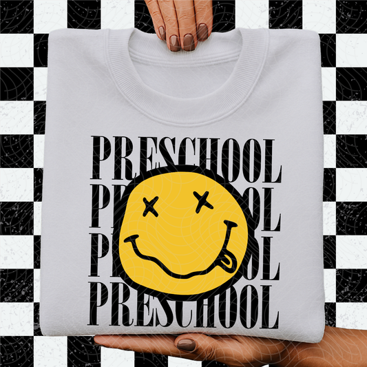 PRESCHOOL SMILEY BLK - DTF TRANSFER