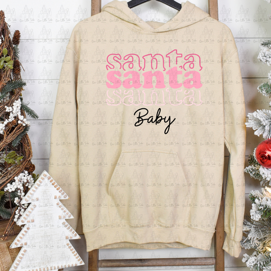 SANTA BABY STACKED RETRO PINKS W/BLACK - DTF TRANSFER