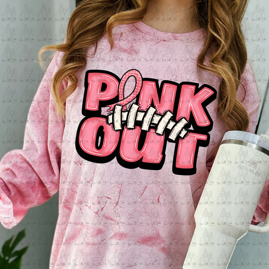 PINK OUT FOOTBALL THREADS - DTF TRANSFER