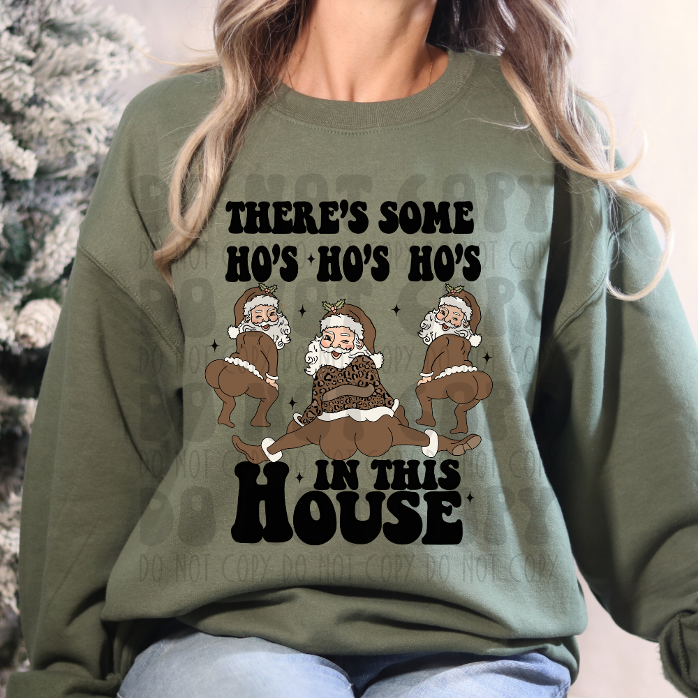 HO HO HOS IN THIS HOUSE - BROWN LEOPARD BLK WORDS - DTF TRANSFER