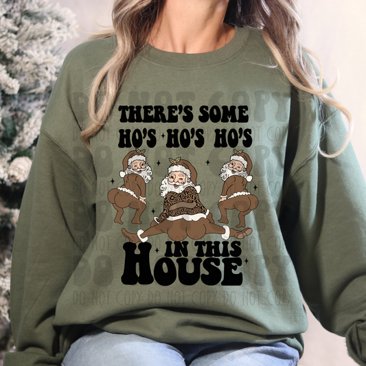 HO HO HOS IN THIS HOUSE - BROWN LEOPARD BLK WORDS - DTF TRANSFER