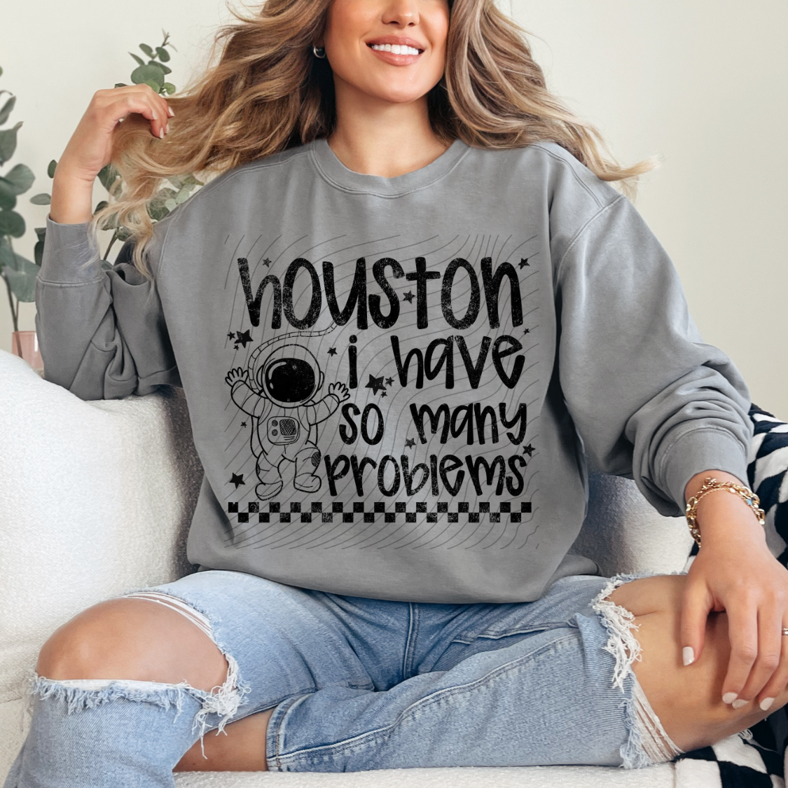 HOUSTON BLK GRUNGE EFFECT - DTF TRANSFER