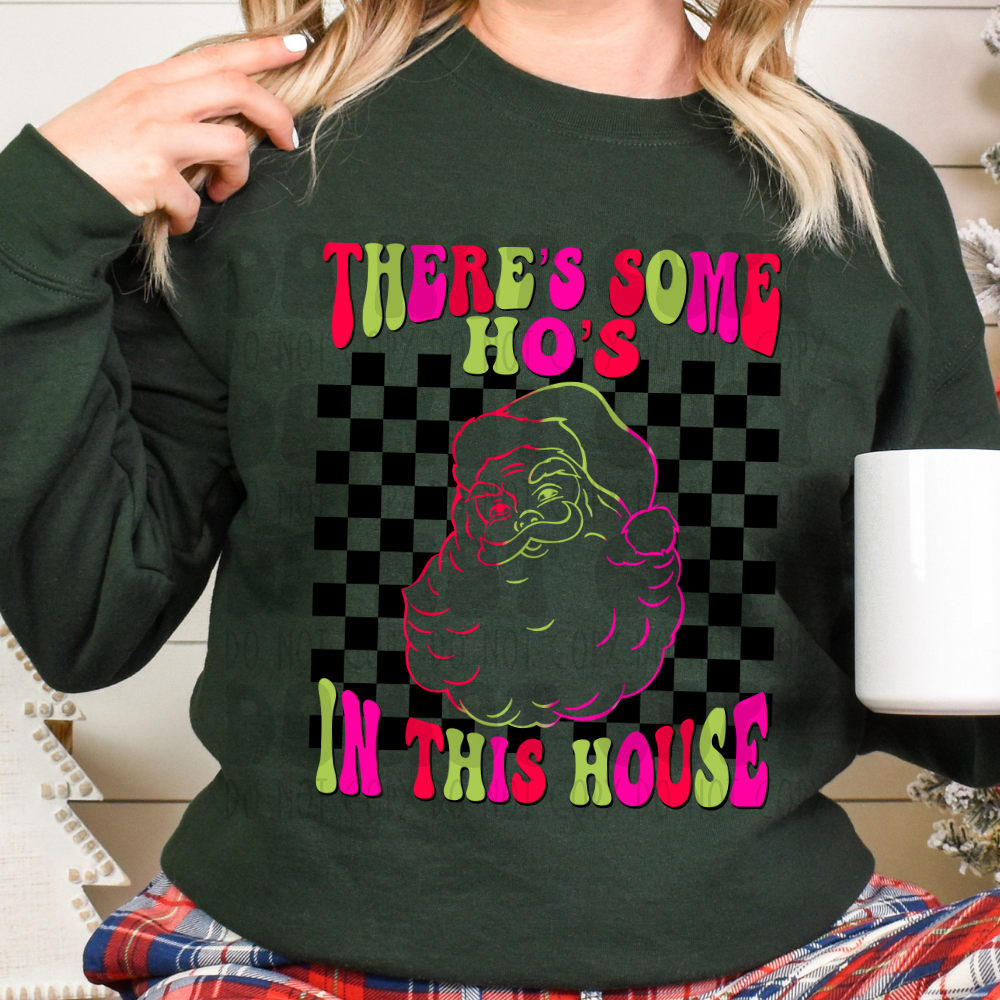 HOS IN THIS HOUSE - RED/GREEN/PINK - DTF TRANSFER