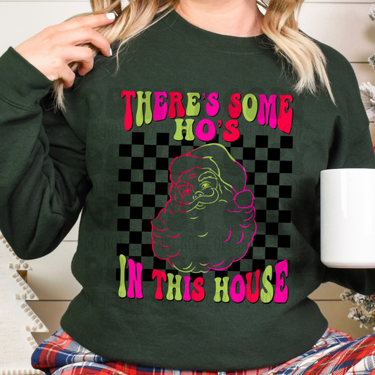 HOS IN THIS HOUSE - RED/GREEN/PINK - DTF TRANSFER