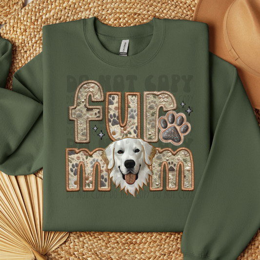 WHITE RETRIEVER - FAUX EMBROIDERY - DTF TRANSFER