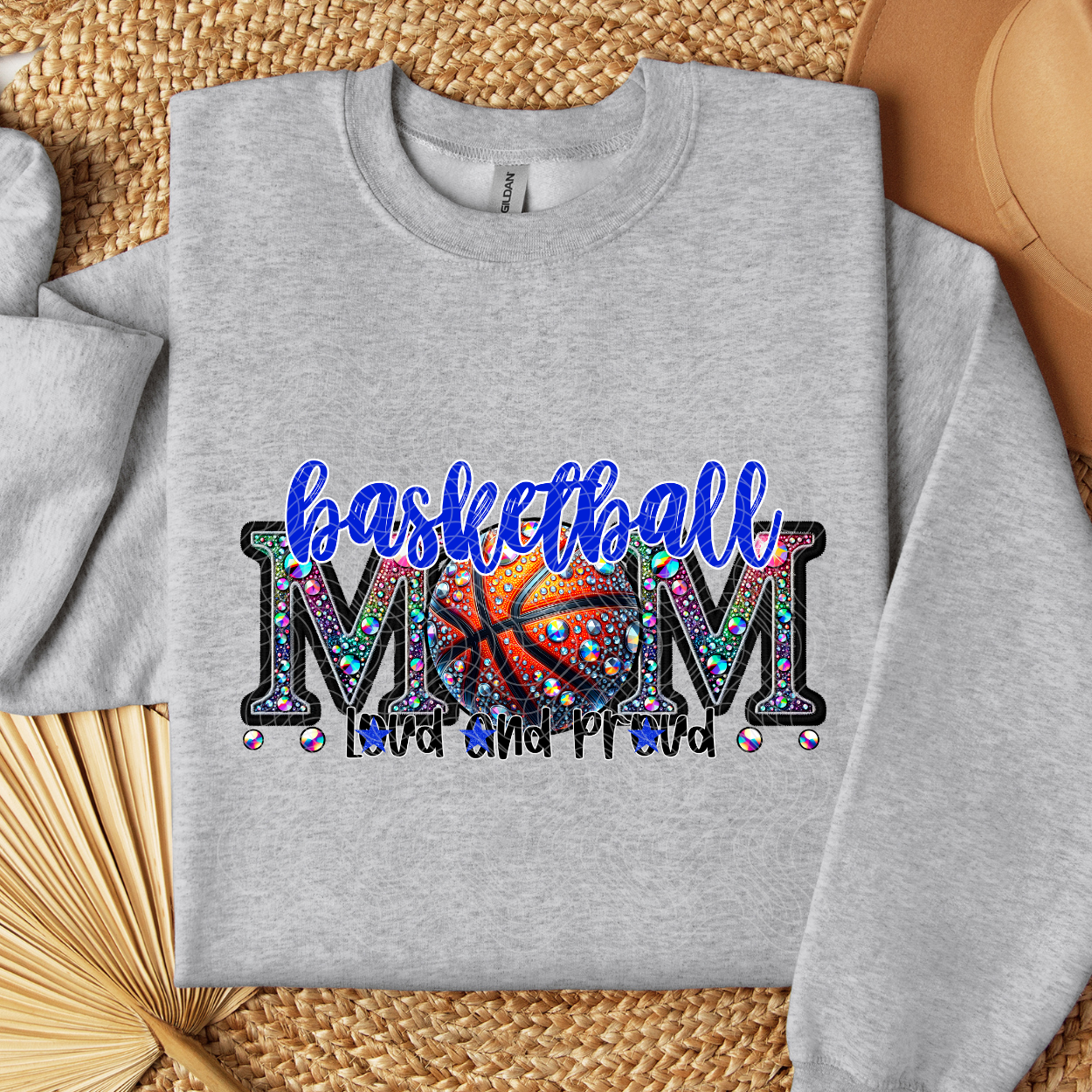 BASKETBALL MOM RHINESTONES BLUE - DTF TRANSFER